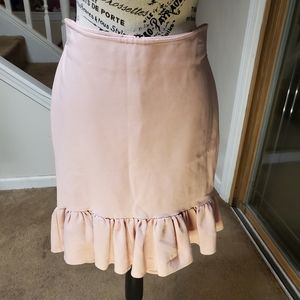 Elegant Pink Ruffle Hem Skirt